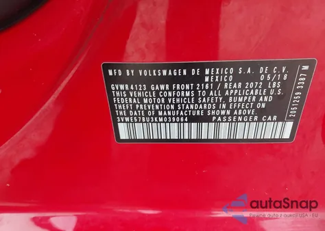 2019 Volkswagen Jetta 1.4T Sel из США, поврежденный, VIN 3VWE57BU3KM039064